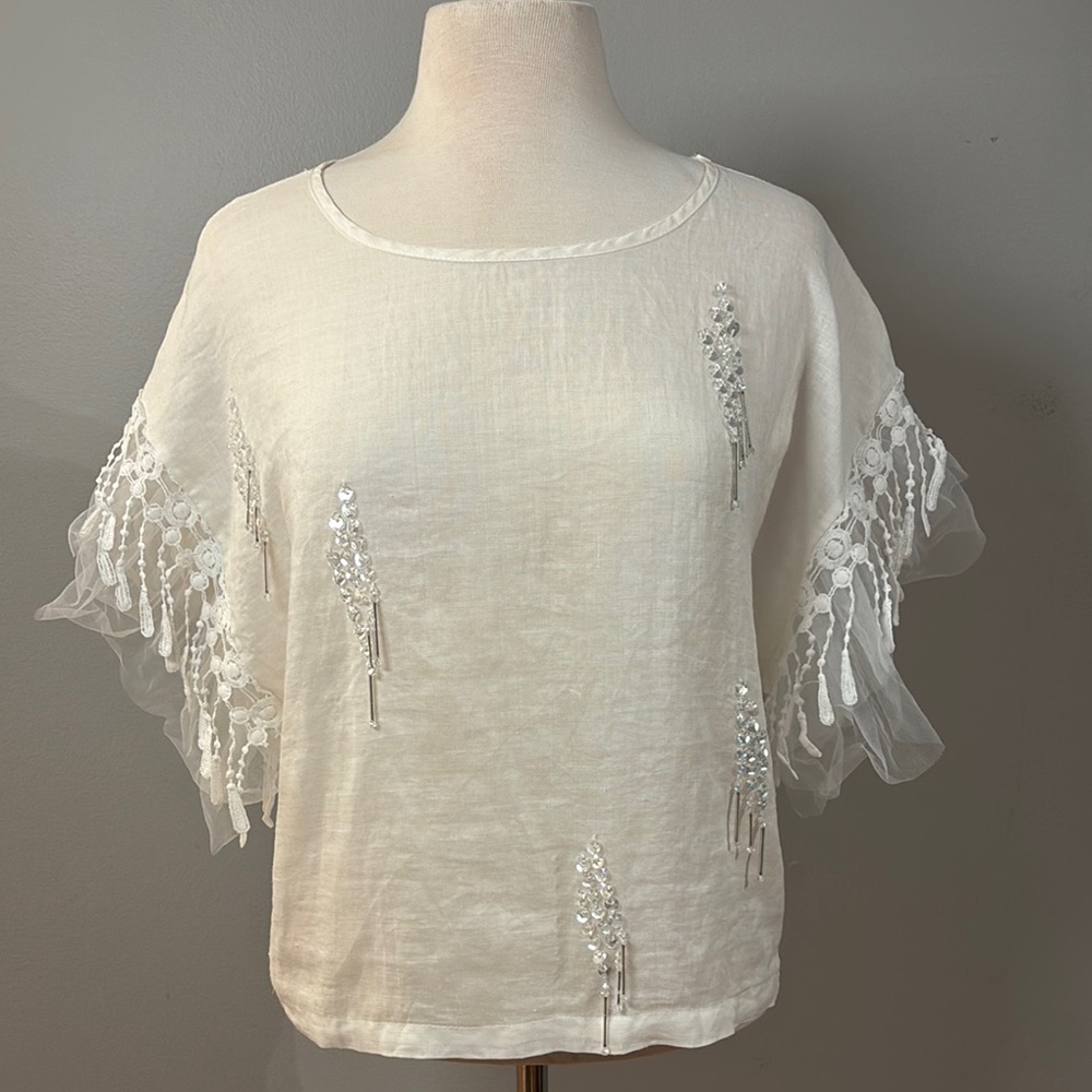 Elegant White Lace Embellished Top